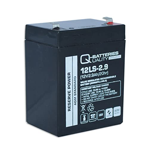 Q-Batteries AGM VRLA - Batería de Fieltro de Plomo (12LS-2.9, 12 V, 2,9 Ah)
