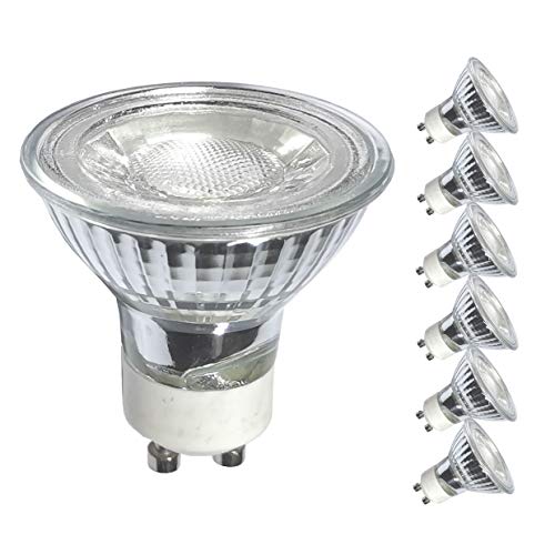 Foco Led Gu10 Cob 220v 35w 40w Equivalente A Bombilla Halógena 3000k Luz Blanca Cálida 3w 400lm Haz De 38 Grados Reflector De Inundación Luz Empotrable No Regulable 6PCS