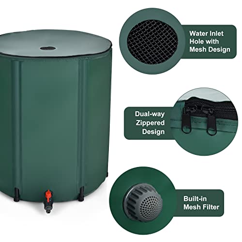 Goplus 60 Gallon Collapsible Rain Barrel, Portable Rain Barrels to Collect Rainwater from Gutter, Rainwater Collection System, Water Storage Tank Catcher Container with Filter Spigot - Thumbnail 5