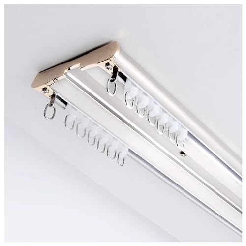 Aluminio Riel De Cortina Doble Para Dormitorio Pista De Cortina Unido Resistente Montaje En Techo Para Oficina Divisor De Habitación En Casa 120/240/350/400/500cm(Color carbonizado:White,Size:300cm)