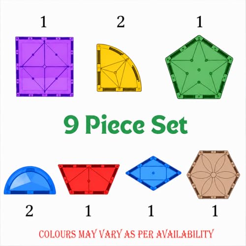 Image of ANVIE & ABEER Set of 9 Special Shapes Magnetic Building Tiles for Kids, Educational Stacking Blocks for Boys Girls, Magnets Construction Toys, (9 Special Shapes)