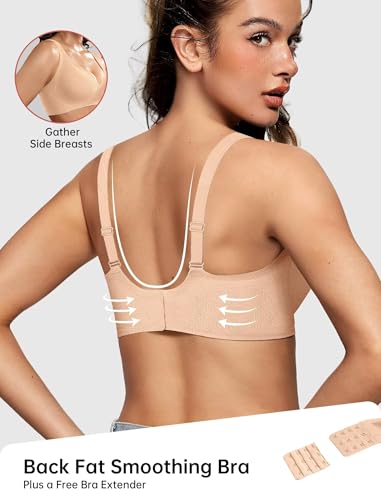 Image of Vertvie Jelly Wireless Bras for Women Push Up Plunge Seamless T-Shirt Bras No Underwire Supportive Full Coverage Bralettes