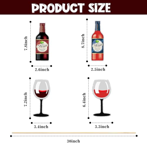 Image of Wine Tasting Party Centerpiece Sticks,Wine and Goblet Table Toppers,Anniversary Party Decoration, Bachelorette Party Centerpiece Sticks.Set of 16
