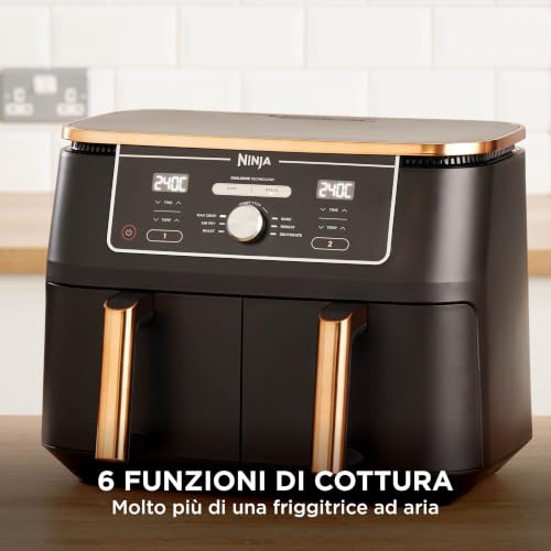 Ninja Dual Zone MAX, Friggitrice ad Aria da 9,5 L, 6 Fu...