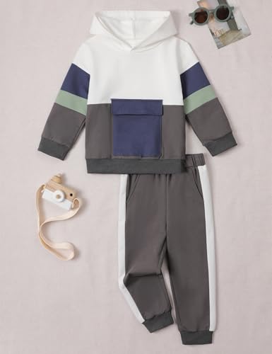 Image of mkodopy Boys Clothes Hoodie Sweatsuits Tops and Pants Boys Fall Winter Outfits Boy Clothing Set