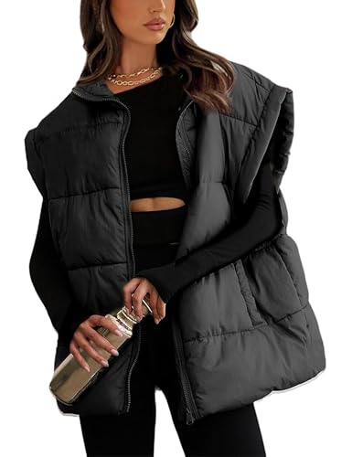 AMEBELLE Women's Oversized Puffer Vest Winter Quilted Lightweight Stand Collar Warm Padded Gilet Sleeveless Puffy Outerwear
