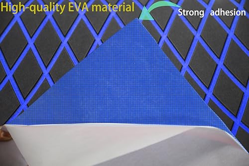 Image of Boat Flooring Eva Foam Decking Marine Non-Slip Self-Adhesive Flooring for Motorboat Fishing Boat RV Yacht Kayak Swimming Pool 86.6 inchX37.4 inch (Dark Grey and Blue Diamond Seamlines)