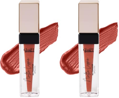 Image of Glam21 Matte Lippie No Transfer Lip Gloss | Lightweight and comfortable| Creamy Matte Formula - 4 gm | Wild Smoke-13 (Pack of 2)