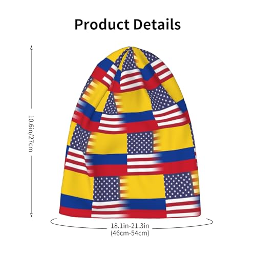 American Flag and Colombian Flag Kids Leisure Elastic Knitted Hat Junior Large Size Knit Cap Child Beanie Black2