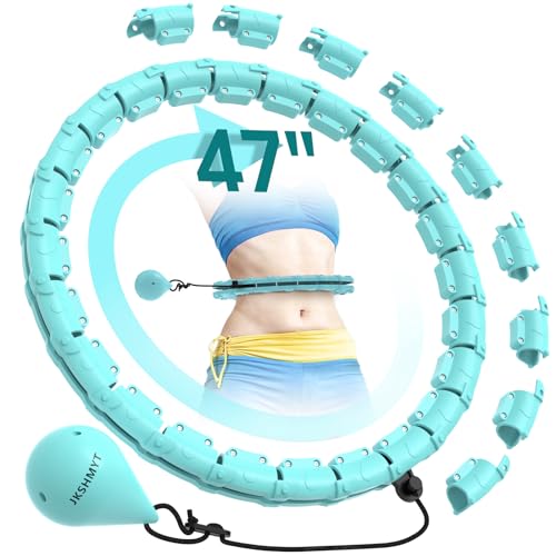 JKSHMYT Weighted Hula Circle Hoops for Adults Weight Loss, Infinity Fitness Hoop Plus Size 47 Inch, 24 Detachable Links, Exercise Hoop Suitable for Women and Beginners