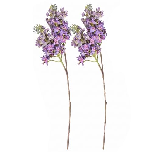 Lilas artificiales moradas de tacto real y 26 pulgadas para decoración de interiores 2