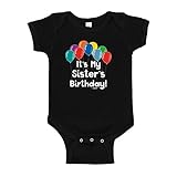 Sister Bday Gift Birthday Bodysuit for Baby It's My Sister's Birthday Party Apparel Bodysuit 12 Months Black