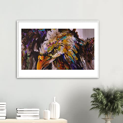 Décoration murale animalière éblouissement d'aigle grand format tableau blanc