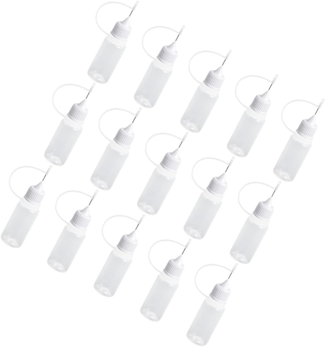 NULYLU 15pcs Precision Glue Dispensing Bottles Squeeze Applicator with Long Tips for Crafts Essential Oils and Lab Use