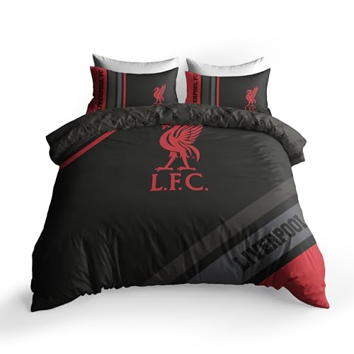 FOCO Officially Licensed Liverpool FC Dark Rayz Reversible Double Duvet Cover Set with Pillowcases