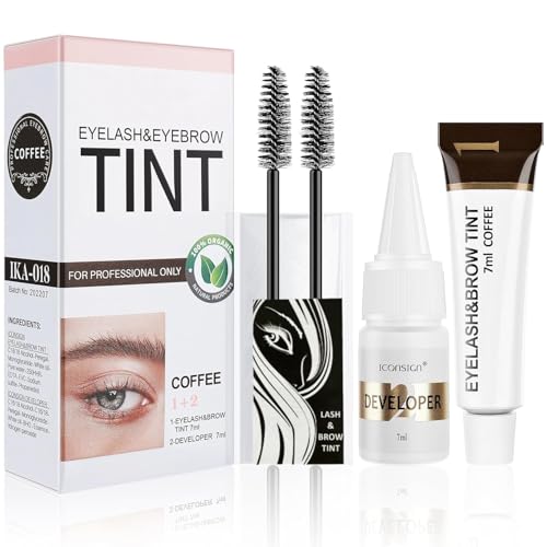 Eyelash & Eyebrow Kit, 2-In-1 Professional Lash & Brow Color Kit, Eye Brow & Eye Lash Coloring Set, Hair Color DIY Easy Use for Salon and Home 7ml Coffee/Dark Brown