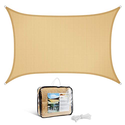 GOUDU Toldo Vela de Sombra Rectangular Toldo Vela IKEA Prevención Rayos UV Solar protección para Exteriores, jardín - Beige 6x6.5m