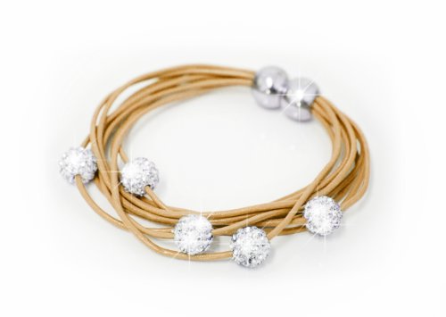 Pulsera de las Señoras | Shamballa Brazalete de cuero joyería de moda Accesorio | cierre magnético con 5 bolas de estrás de la marca MyBeautyworld24 Cover