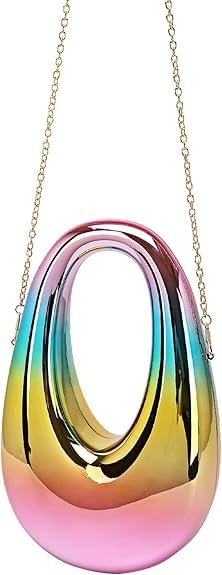 Image of Metallic Acrylic Evening Handbag for Women | Crossbody Sling Bags with Detachable Chain Strap Glossy Stylish Ladies Girls Small Size Cute Party Wedding Bag