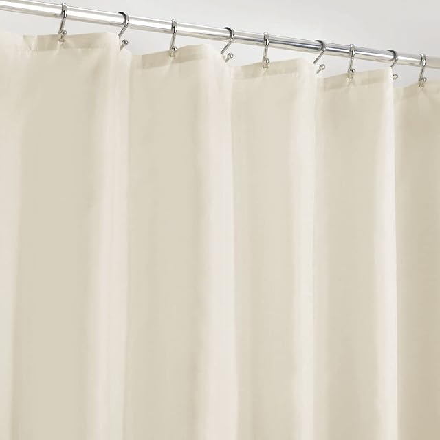 mDesign Anti-Mould Shower Curtain Waterproof Fabric Shower Curtain Made of Polyester Modern Bathroom Curtains with 12 Reinforced Holes and Weights in The Hem Natural/Ivory