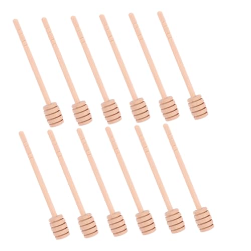 CIYODO 12pcs Honey Stick Honey Mixing Creme De Menthe Syrup Mini Honey Jars Honey Wand Creamed De Menthe Syrup Honey Spoon Dipper Honey Dipper Mini Rotary Tool Wooden Brown re-usable