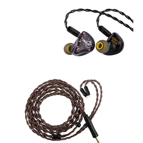 Linsoul ZiiGaat x Fresh Reviews Arete in Ear Monitor, 1DD+4BA Hybrid Earphone IEM, Wired Gaming Earbuds, Studio Monitor Tunning, with Detachable IEM Cable for Musician Audiophile(Black) + Click to