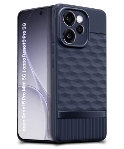 Image of WOW IMAGINE Back Cover for Oppo Reno 15 Pro 5G | Reno 15 Pro Mini 5G with Hexa Cube Design | Ultra Slim Soft Rubberised Case | Inner Velvet Fabric | Flexible Mobile Case | Camera Protection - Blue