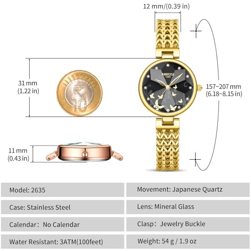 Image of NIBOSI Watch for Woman Analog Quartz Square Rose Gold Ladies Watch Stainless Steel Mesh Band Elegant Waterproof Diamond Wrist Watch