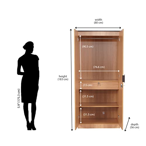 Image of Nilkamal @Home Engineered Wood Wardrobe (Urban Teak) | 1 Year Warranty (Milford Without Mirror, 2 Door)