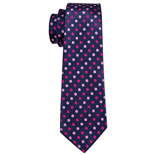 Image of Barry.Wang Ties for Men Silk Tie Sets Polka Dot Woven Necktie Pocket Square Cufflinks Business Wedding
