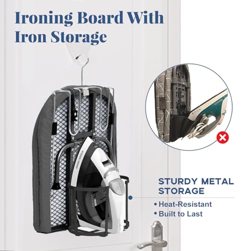 Tabletop Ironing Board with Iron Holder, RAINHOL Small Folding Ironing Board with Cover and Pad, Portable Compact Mini Iron Table for Home & Travel, Black