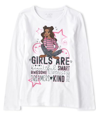 Image of The Children's Place Girls' Unicorns,Sports,Princess Long Sleeve Graphic T-Shirts