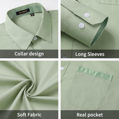 Enlision 305C Men's Slim Fit Long Sleeve Dress Shirt Button Down Collar Wrinkle Resistant Business Casual for Wedding Prom3