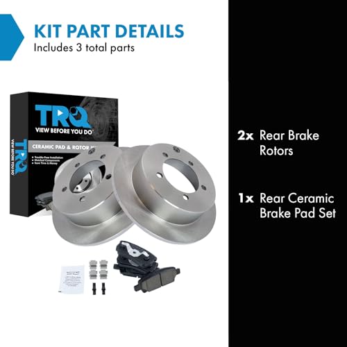 Image of TRQ Rear Brake Pad and Rotor Set Ceramic Compatible with 2004-2006 Mitsubishi Lancer 2005-2006 Outlander