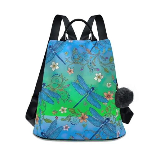 Sac à dos bleu vif ailes de libellule avec antivol dos et multipoches tendance