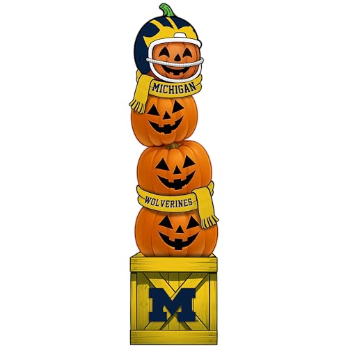 Fan Creations NCAA Michigan Wolverines 46-Inch Pumpkin Stacked Leaner with Helmet