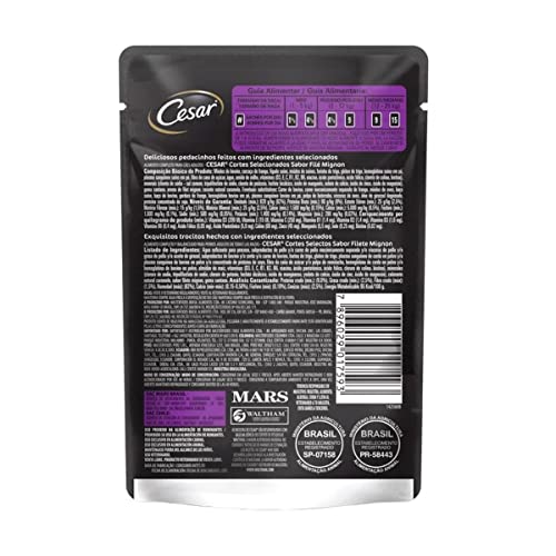 Ração Úmida Para Cachorros Cesar Sachê Cortes Selecionados Filé Mignon Adultos 85g