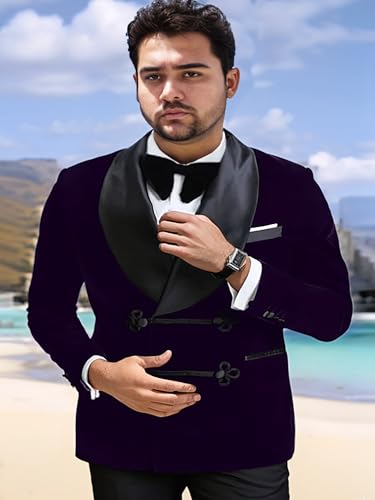 Men's Velvet Blazer Big Tall Shawl Collar Suit Jacket for Men Sport Coat2