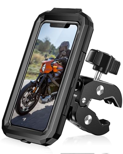 LUROON Soporte Móvil Bicicleta Moto Impermeable Universal Pantalla Táctil Sensible 360°Rotación Anti Vibración Soportes para Moto Bici para Smartphones 5,5-7,0' Móvil（L
