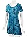 Lock and Love LL WT1066 Womens Scoop Neck Short Sleeve All Over Tie Dye Trapeze Tunic Top XXXL Teal