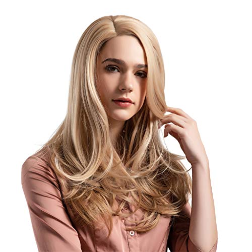 Flameer Moda Feminina Cabelo Perucas Longas Perucas Sintéticas Peruca Encaracolada Reta Completa