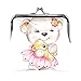 Petite Pochette pour Femmes Mignon Ours en Peluche dessiné Fleurs Pochette de Changement avec Fermeture de Serrure de Baiser Sac à Main pour Femme Fille 4.5x4.1 Pouces