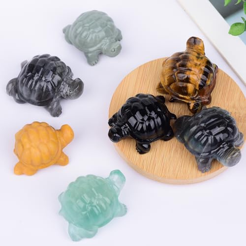 Estatua de Tortuga en Obsidiana Negra 1.8 Pulgadas miniatura 6