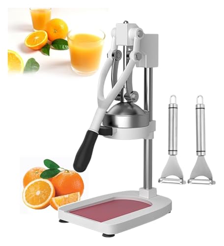 Exprimidor de Cítricos Profesional, Exprimidor y triturador de frutas y procesador de alimentos con 2 peladores/herramienta manual for exprimir jugos de fácil uso(White)