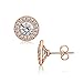 Rose-Gold-Plated Sterling Silver Swarovski Zirconia Round-Cut Halo Stud Earrings