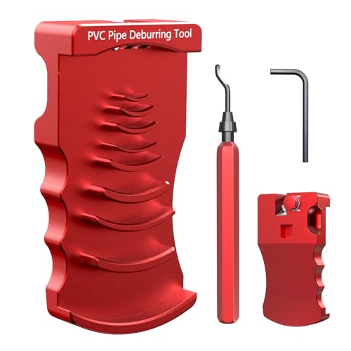 9-in-1 PVC Pipe Deburring Tool, Adjustable Chamfer Tool 0.5"–4", PVC Pipe Reamer, Plastic Pipe Deburr Tool for PVC CPVC ABS PP PE, Plumbing Chamfer Reamer Tool Set (Red)