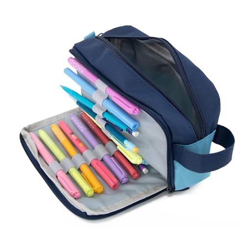 Image of Nurse Essentials Pencil Case Bundle - Includes Canvas Pencil Case, Medical Scissors, Multicolor Pen & Enamel Pins (Blue)