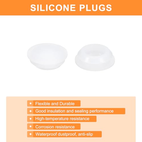 Image of uxcell 16 Pcs Silicone Plugs, Rubber Round Snap in Locking Hole Plugs for 15.5-17mm Hole, Hole Stoppers Waterproof Hole Plug for Metal Tube, Furniture End Caps Inserts, Clear
