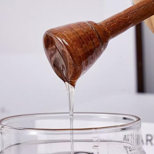 ASTRQLE 400ML 13.5OZGlass Honey Pot Airtight Honey Jars Honey Dispenser Honey Syrup Containers Bottle with Dipper Stick and Wooden Lid Mason Jar for Home Kitchen - Thumbnail 4