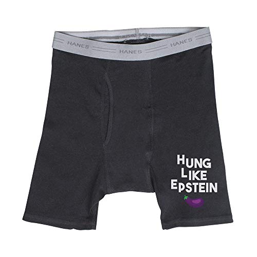 Hung Like Epstein Funny Valentine's Day Hanes Boxer Brief Underwear Men's Small Black